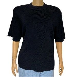 Vintage 80s Rochelle Top Classic Crew Neck Black short sleeves Size 2X